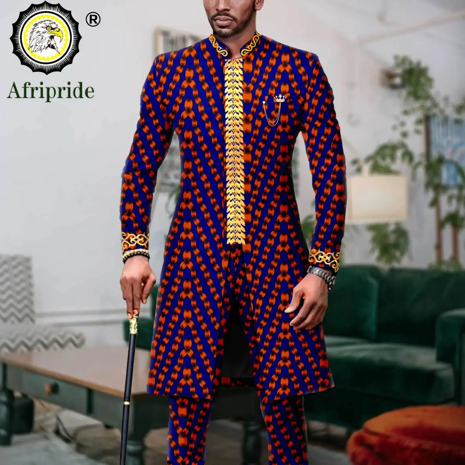 Dashiki for Men African Suit Embroidery Jackets and Pants 2 Piece Set Traditional Attire Dashiki Clothes Print Outfits A2316061