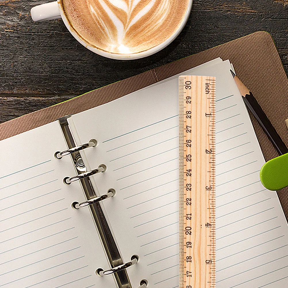 72pcs Wooden 12 Inches Double Scale Straight Measuring Ruler For School Students Classroom Supplies Drawing Metric Ruler