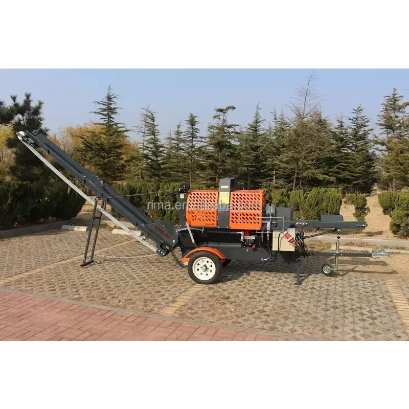 RIMA 7.5kw Electric Firewood Processor with Log Splitter, 4-Way Cut & Hydraulic Infeed Table, Industrial Wood Splitter