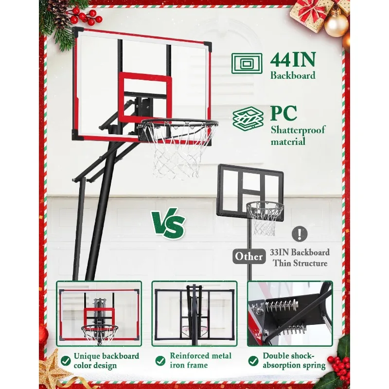 Basketball Hoop Outdoor and Rebound Plate,  Goal System for Kids and Adults in Swimming Pool/Driveway/Backyard