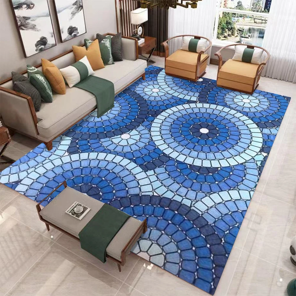 

Colorful Mosaic Carpet with Rich Colors, Living Room and Bedroom Fully Covered with Vintage Bohemian Style Rug