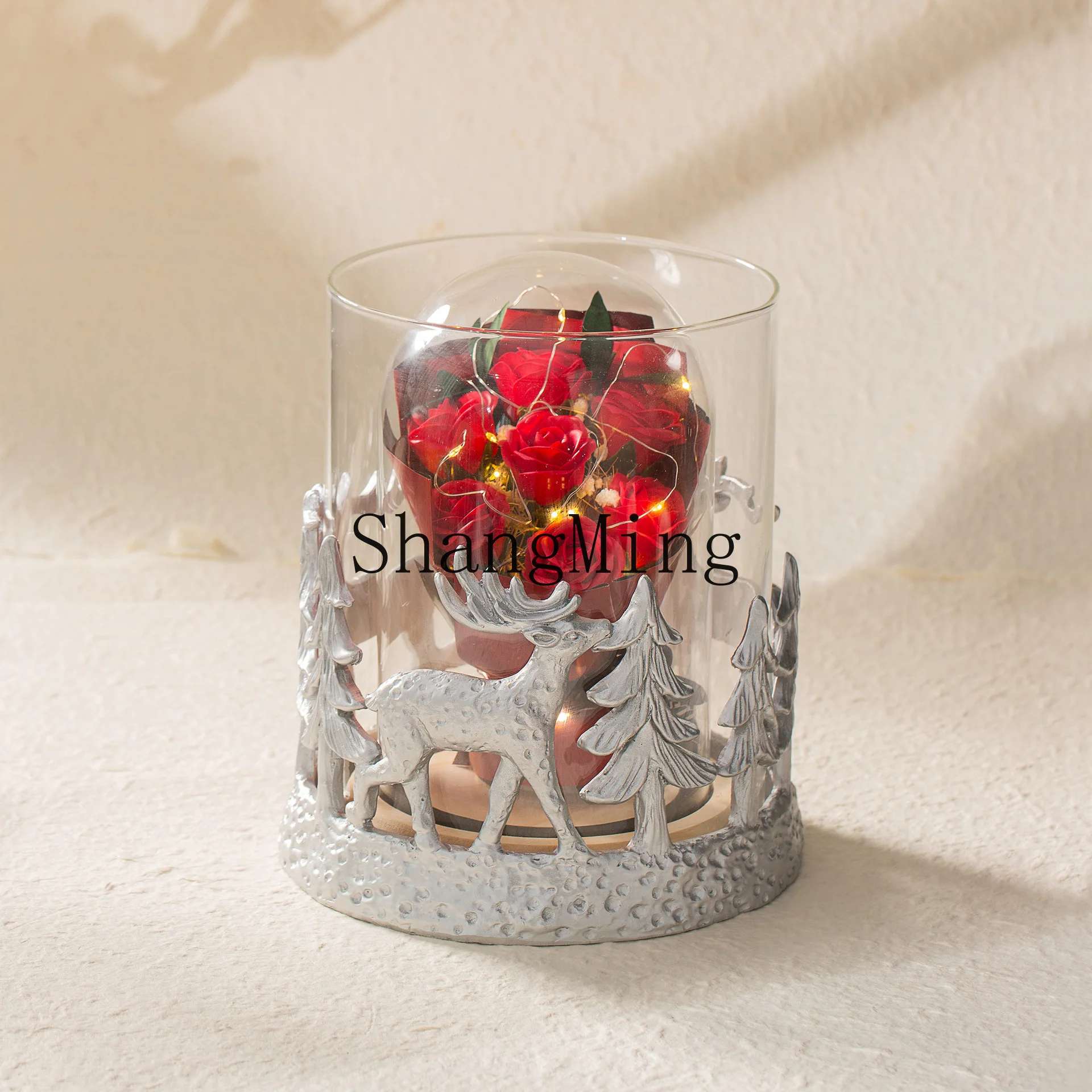 SM Glass Floral Christmas Atmosphere Roses Forever Bouquet Valentine's Day Aromatherapy Ornament