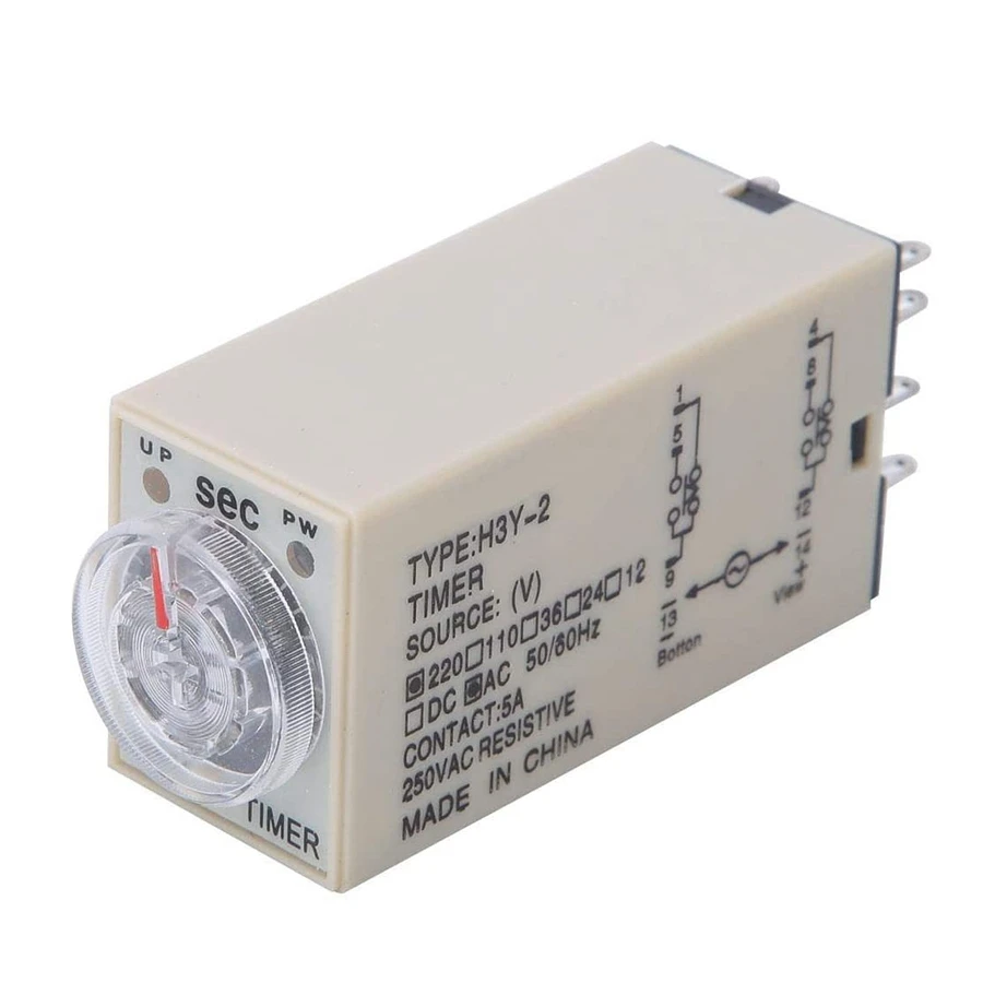 

10S Delay Timer Time Relay H3Y-2 AC 220V 8 PIN Adjusting Knob Control Timing Relay for Household Electrical Systems