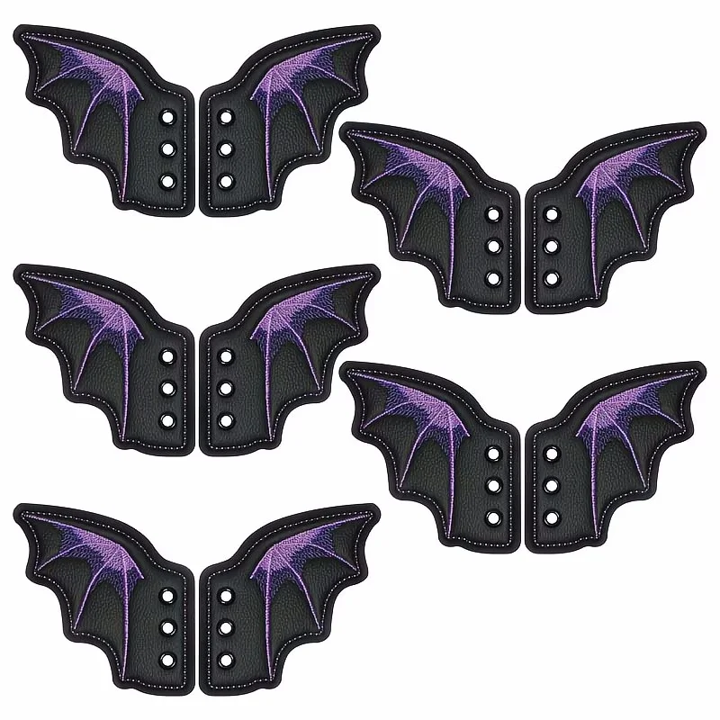 

5 пар декоративных подвесок для обуви в виде крыльев летучей мыши из искусственной кожи — аксессуары с текстурой животных для скейт- и спортивной обуви, подходят для обуви на шнуровке