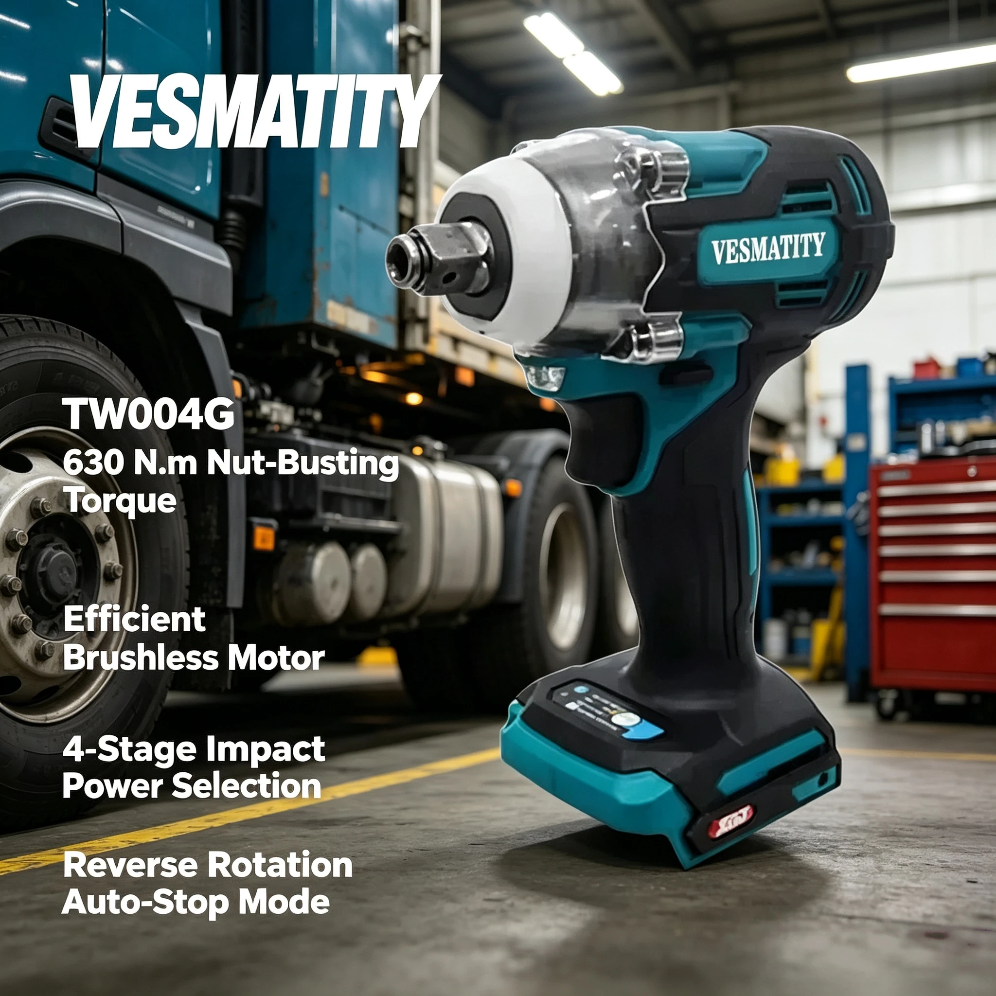 Vesmatity Cordless Drill Driver TW004G 630Nm Brushless Electric Screwdriver for 18V 20V Battery Max Pro Plus HD