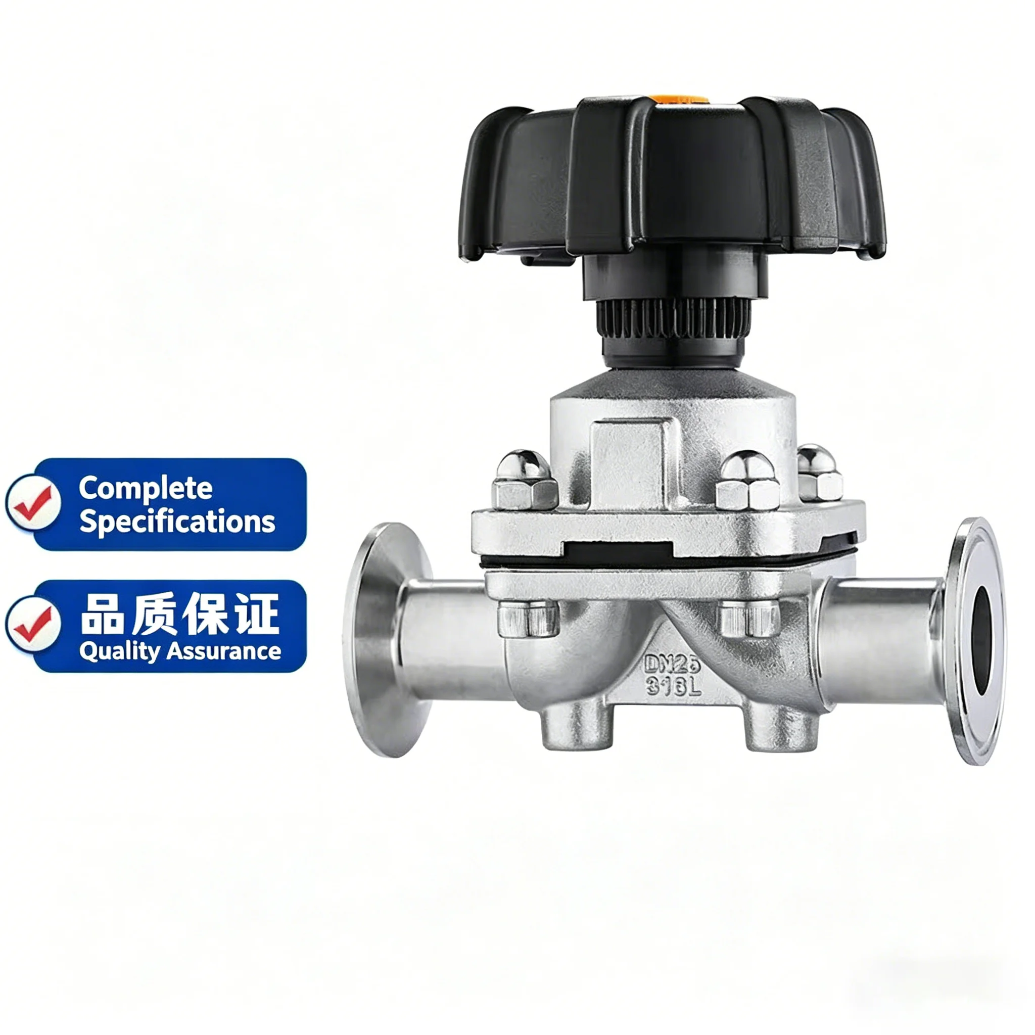 Sanitary Stainless Steel 316L Tri-Clamp OD 50.5mm Quick Install Diaphragm Valve