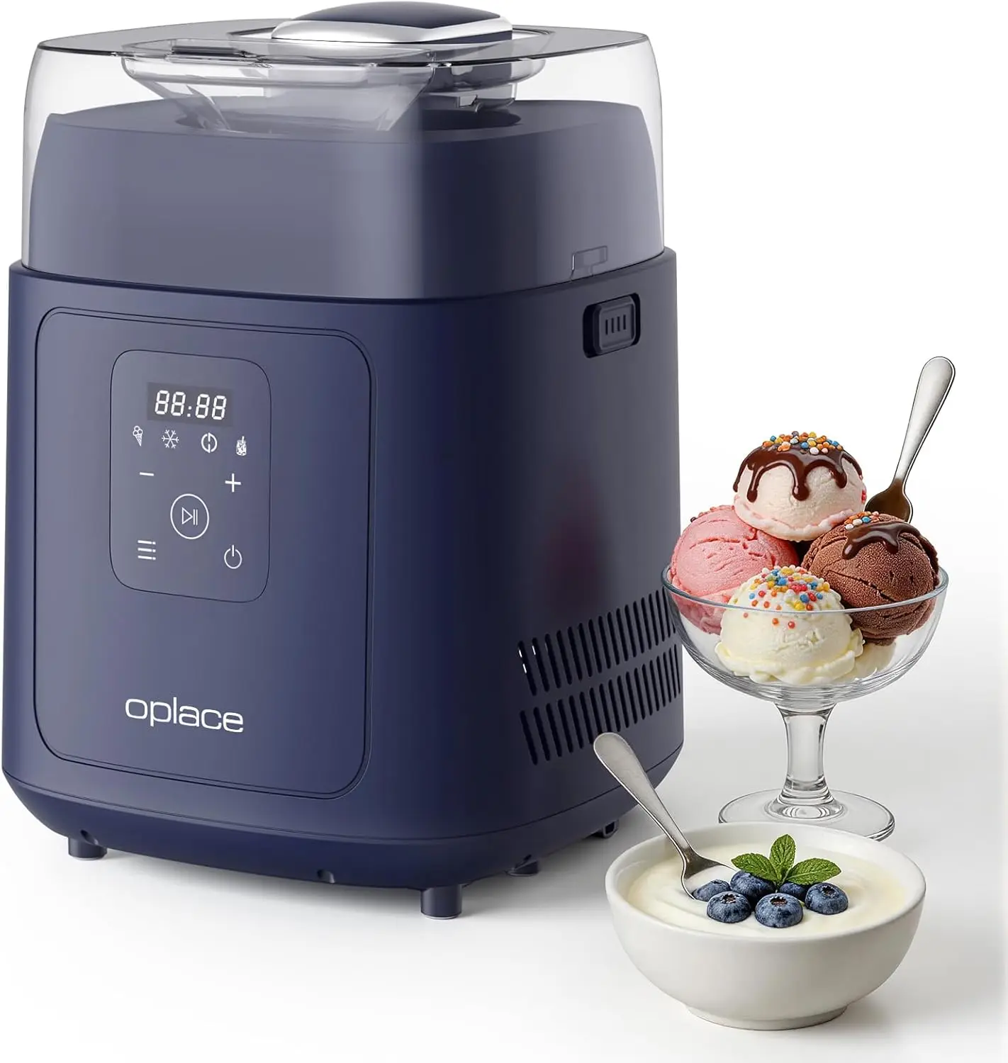

4 in 1 Compressor Ice Cream Maker 1 0Qt No Pre Freezing Automatic Yogurt Maker Gelato Sorbet Frozen Yogurt Soft Serve Machine