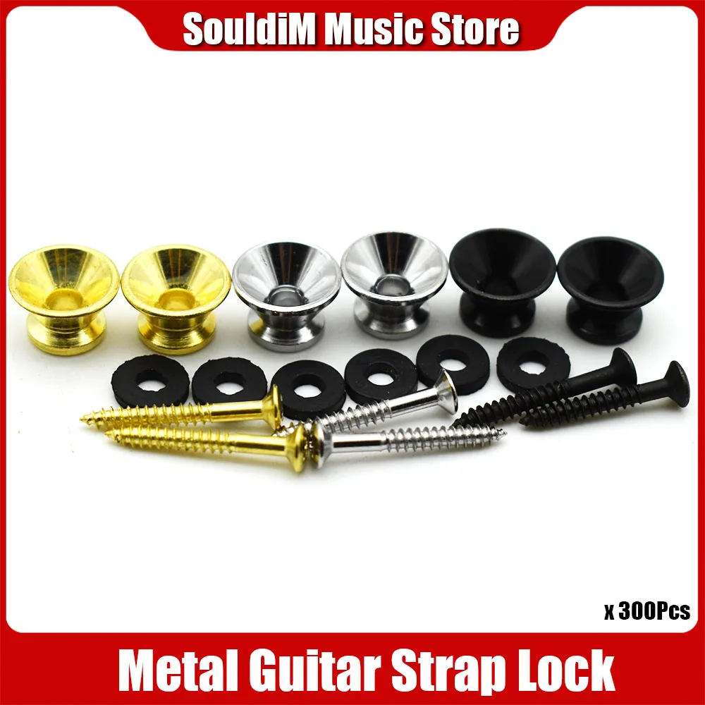 

300pcs Guitar Strap Lock Locking Pegs Pins Metal End Strap Button for Acoustic Classical Electric Bass Guitar Ukulele