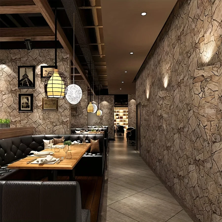 Self-Adhesive Stone Wallpaper Peel & Stick Removable Vinyl Planks Suitable, Bedroom, Living Room - Stone Texture & Wall Paneling