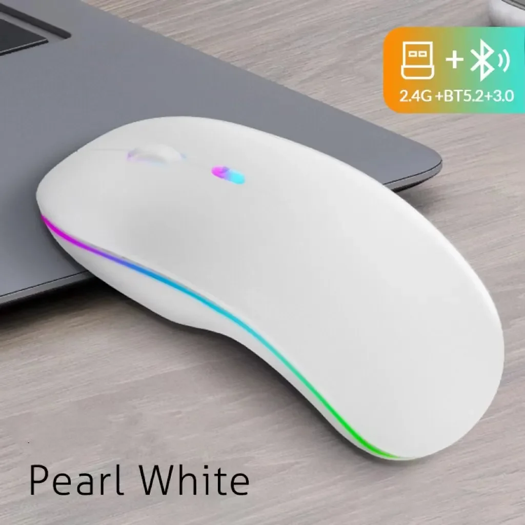 

YP for Laptop Tablet PC Macbook Gaming Mouse Gamer Rechargeable Bluetooth Wireless Mouse with 2.4GHz USB RGB 1600DPI Mouse