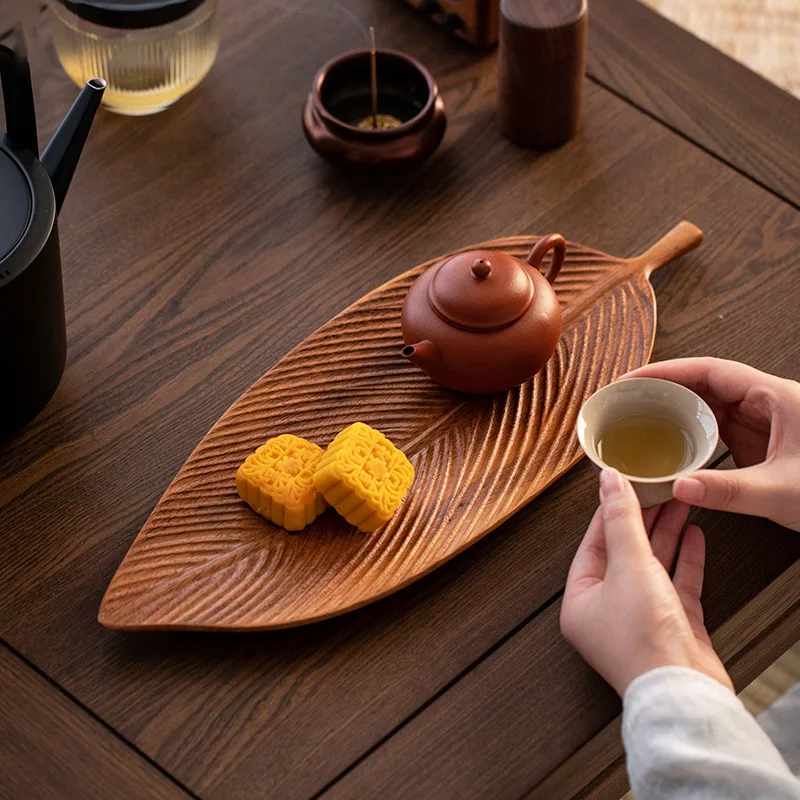 

Customizable Walnut Leaf Tray Home Wooden Tea Table Solid Wood Dry Brew Tea Teacup Wooden