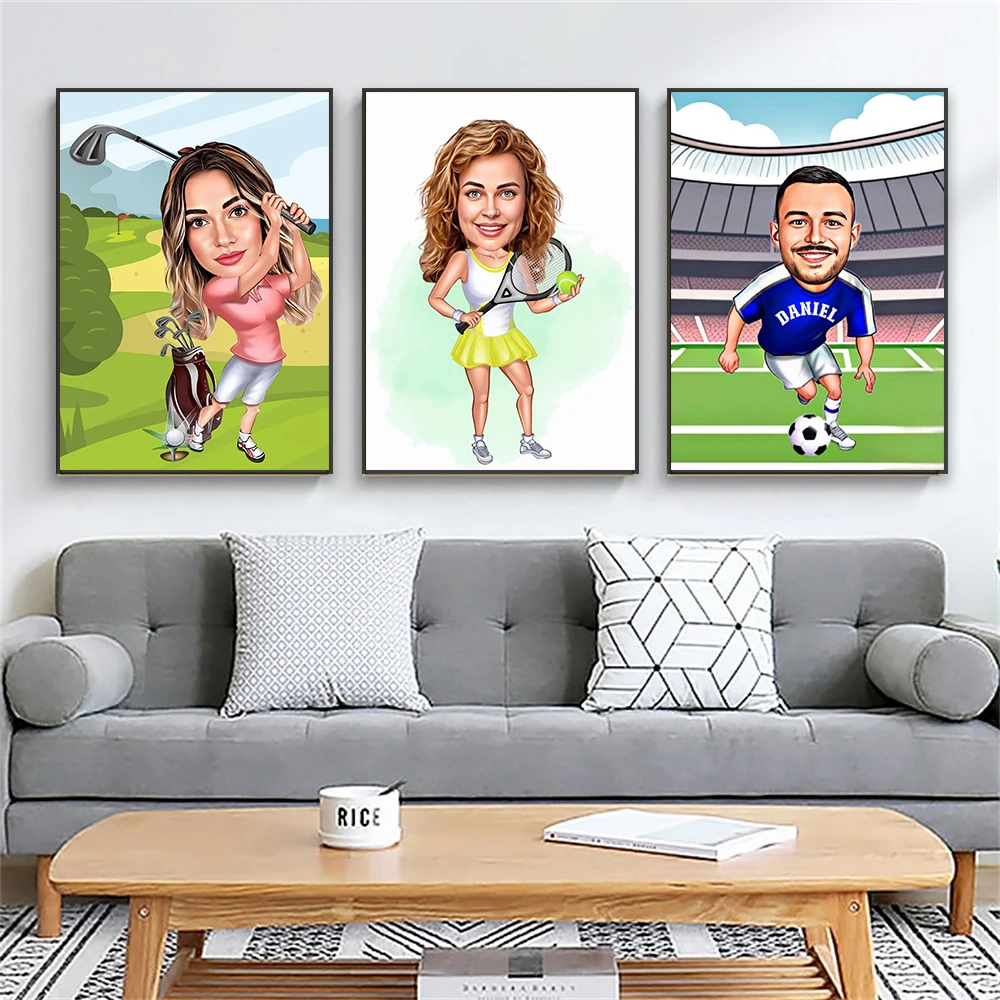 مخصص للأطفال كرة السلة الكرتون صورة المشارك كرة السلة كاريكاتير طباعة مخصص الكرة الطائرة تنس لاعب الكرتون قماش يطبع