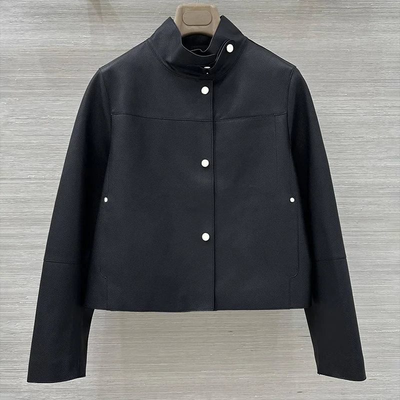 Manteau blazer en cuir pour femme de haute qualité avec col, en peau de mouton, sophistiqué et luxueux 25919115