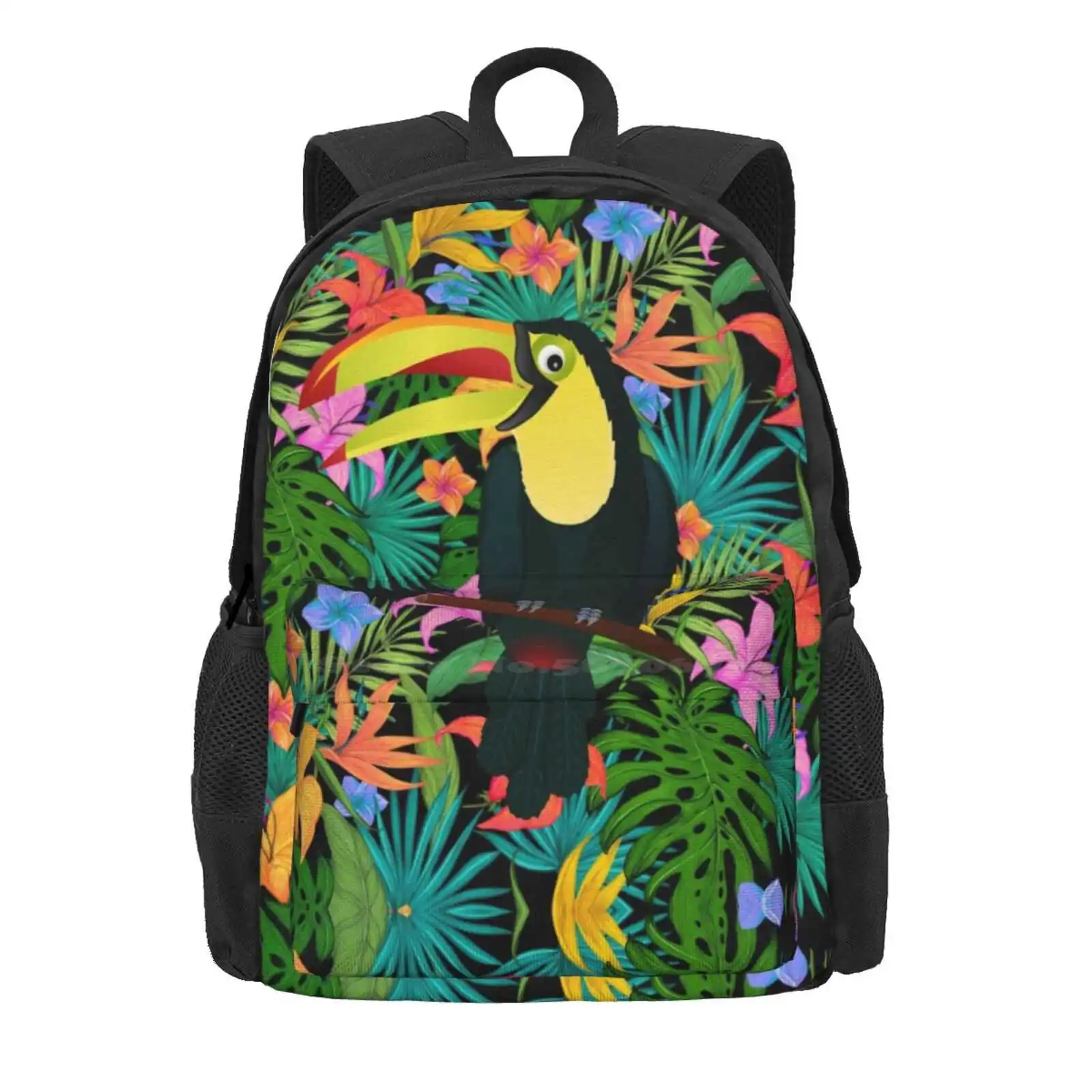 Toucan Jungle Hot Sale Schoolbag Backpack Fashion Bags Jungle Toucan Toucan Bird Jungle Pattern Bird Pattern Tiki Theme