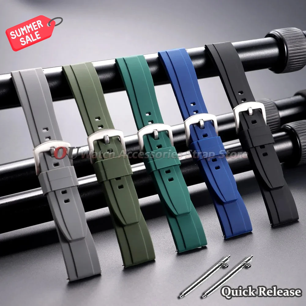 Bracelet en silicone 20 mm 22 mm pour Seiko pour Rolex, bracelet de montre en caoutchouc à libération rapide, bracelet sport souple universel pour femmes et hommes