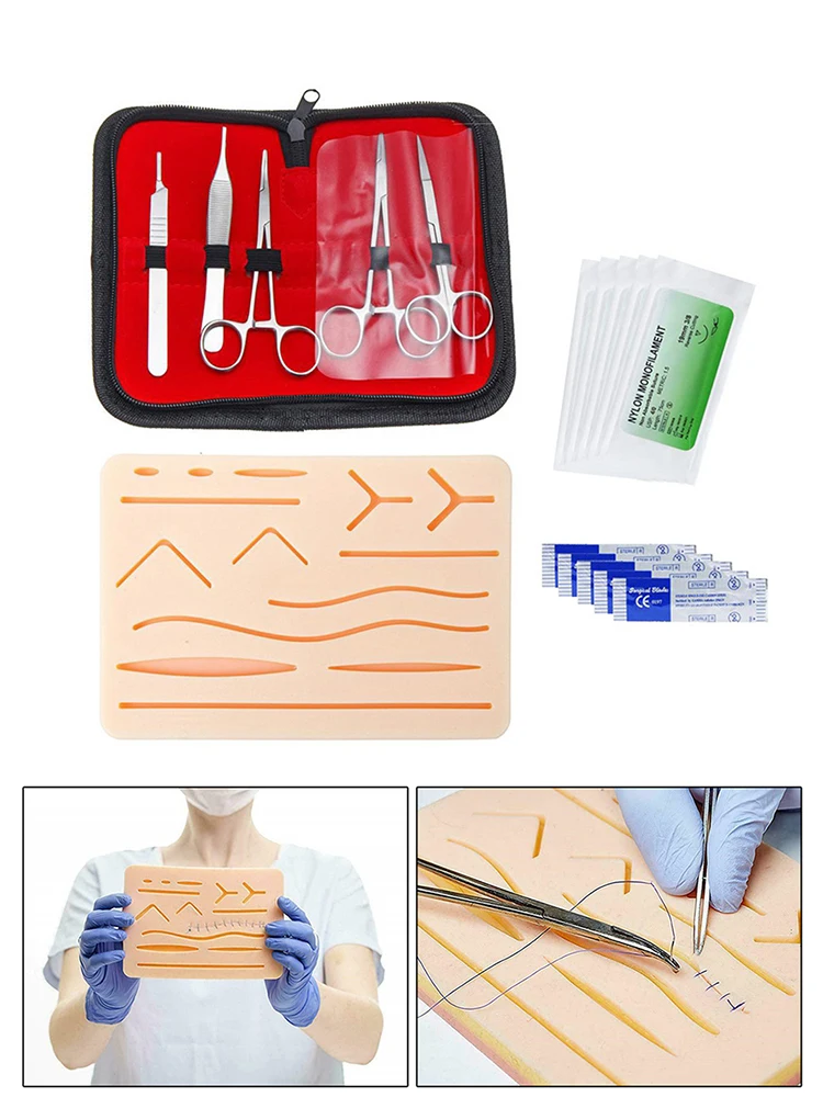 4/3/2/1Set Medische Studenten Hechten Oefenkit Chirurgische Training Met Skin Pad Model Tool Set Educatieve Lesapparatuur - afbeelding 2