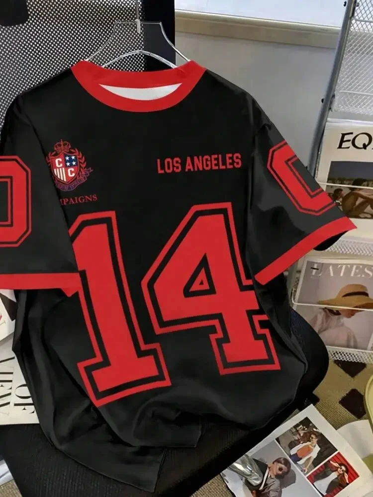 2025 صيف جديد مانفينيتي دوومو الأمريكية شارع لهب جيرسي العناصر الرقمية ثلاثية الأبعاد الطباعة التجفيف السريع تي شيرت رجالي.