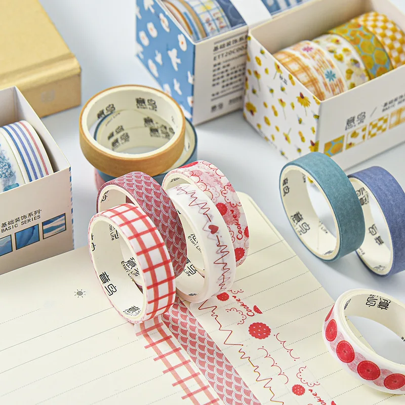 Basic Stationery Decoration Series and Paper Tape Student Diy Hand Account Material Stickers Creative Tape Set Stationery Tape