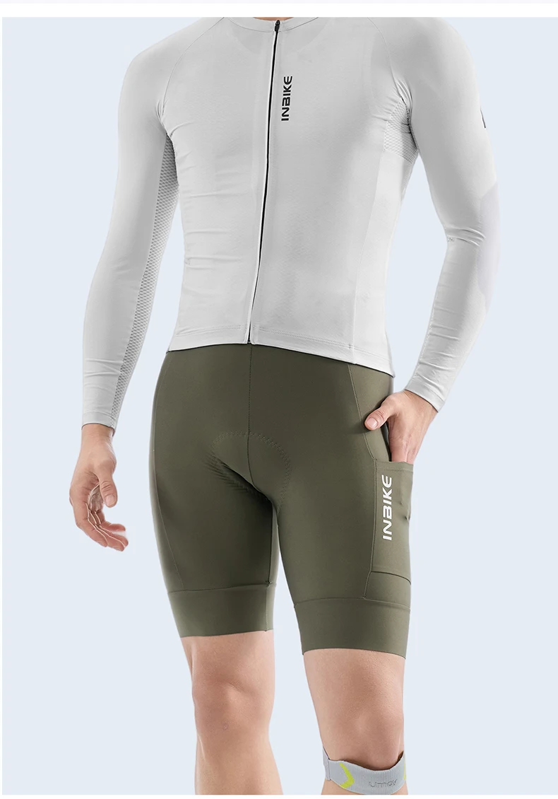 INBIKE Herren-Radtrikot-Shorts mit Polsterung, Sommer-Stoßdämpfende Atmungsaktive Schnelltrocknende Radsport-Trägerhose, MTB-Fahrradhose – Detail 13