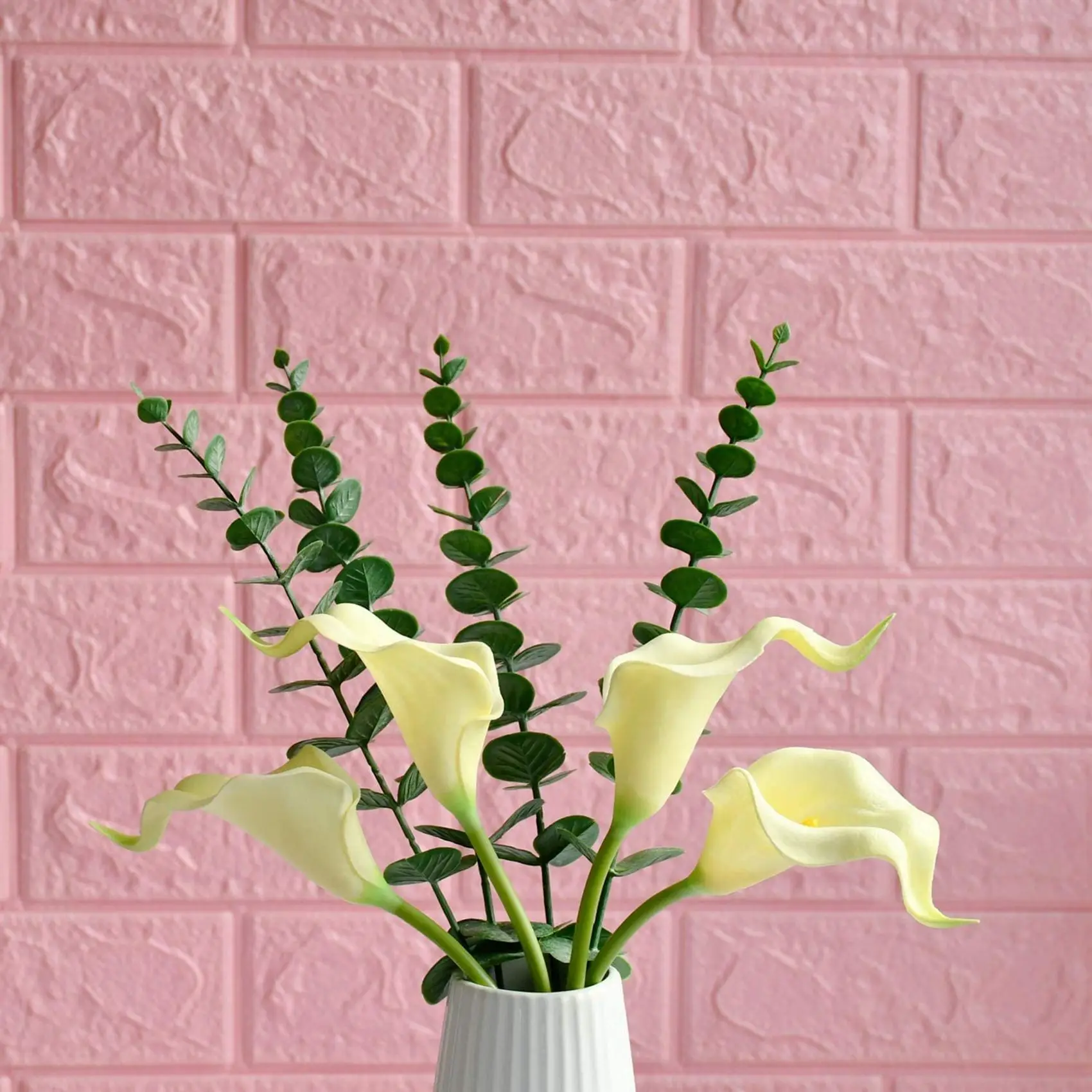 AFOURT-100 Stück künstliche weiße Calla-Lilienblumen aus weichem Latexmaterial für die Dekoration von Haus und Küche – Detail 2