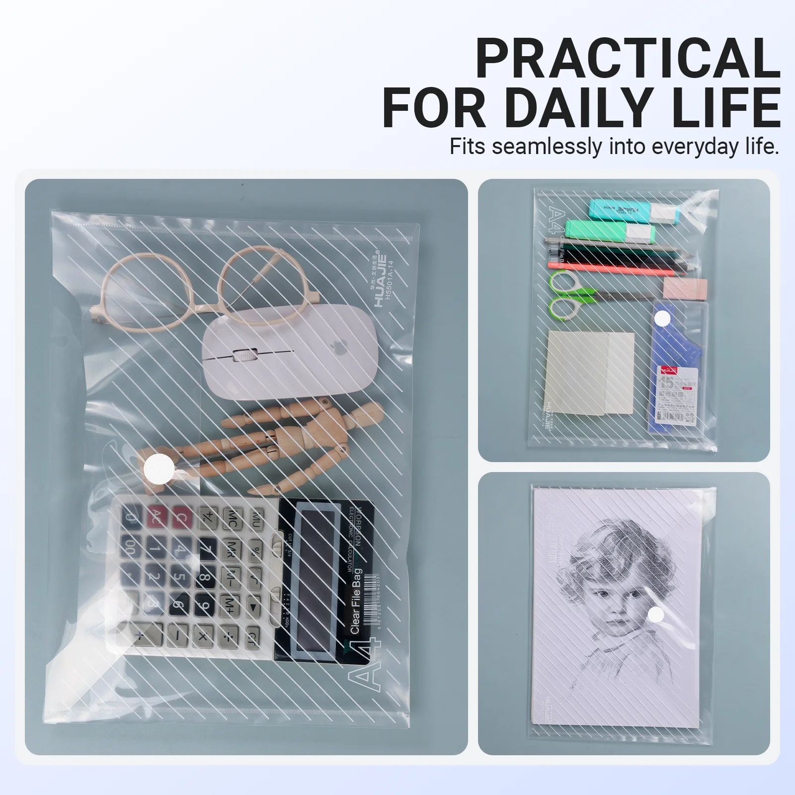 10팩, 플라스틱 봉투 – A4 편지 크기 문서, 영수증, 사진 및 사무실/학교 사용을 위한 투명 방수 재사용 파일 폴더