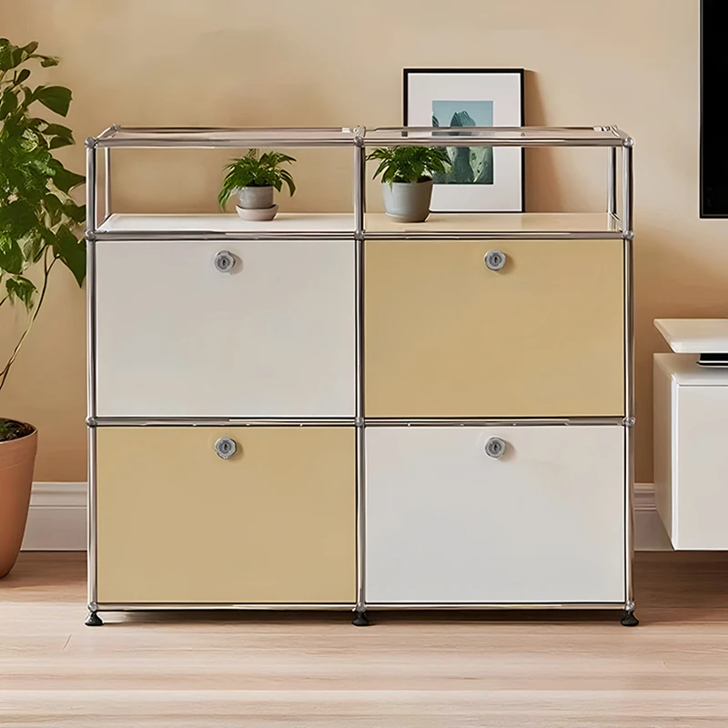 Bauhaus Module Combination Dining Side Cabinet Stainless Steel Household Living Room Side Cabinet Storage Bucket Cabinet Entry E
