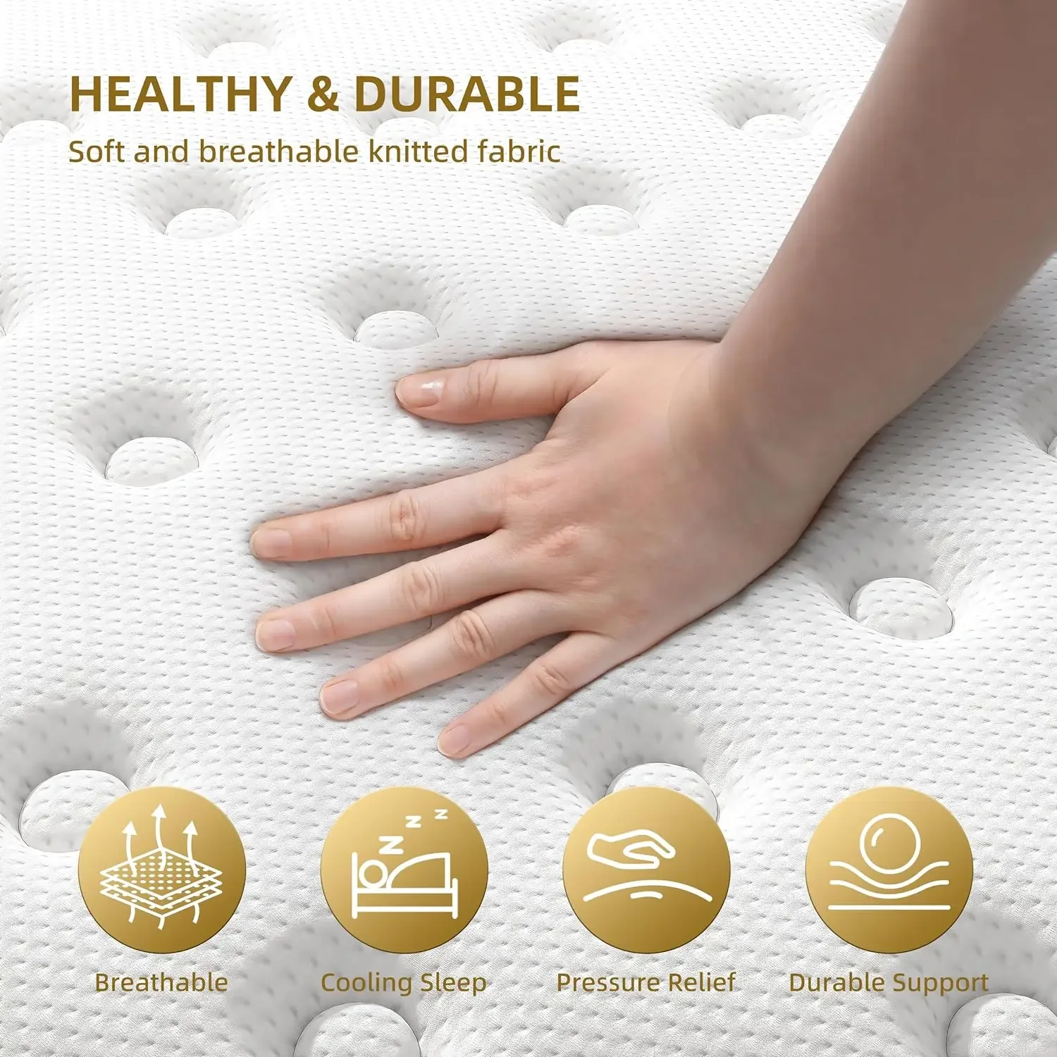 Matelas hybride en mousse à mémoire forme, gel refroidissant, matelas pleine grandeur  12 pouces