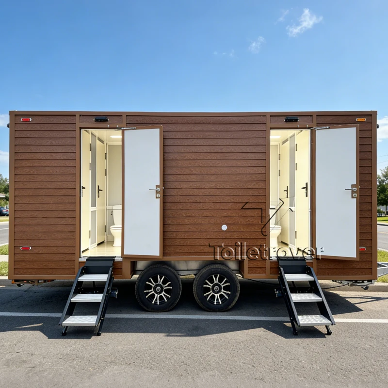 

Luxury Portable Toilet Trailer Portable Restroom Trailer Bathroom Toilet Trailer for Street and Park Use with LED Lighting