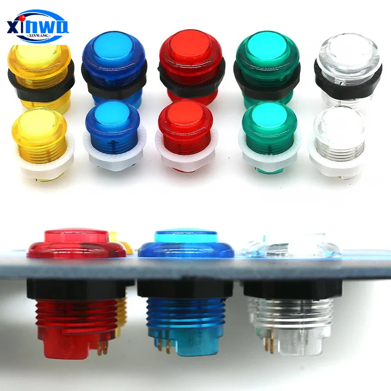 One 28mm 24mm 5v Led Illuminated Light Clear Push Button Pc Joystick Arcade Hitbox Controller Coin Game Vending Machine Cabinet