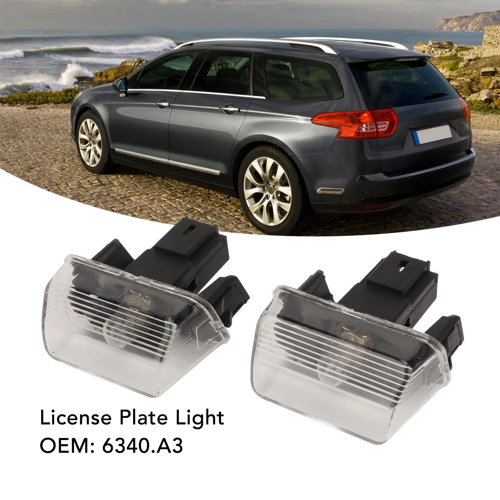 Rear Number Plate Lamp High Illumination Resistant 6340.A3 Fit License Plate Light for 206 207 307 Partner