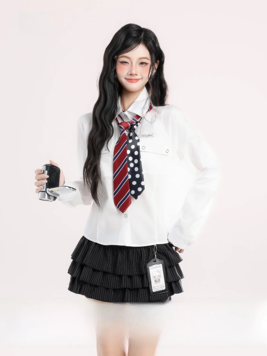 

HM American College Sle Long Sve irt Women's Spring ort Commute Casual Loose Top Trendy Button up Cotton irt