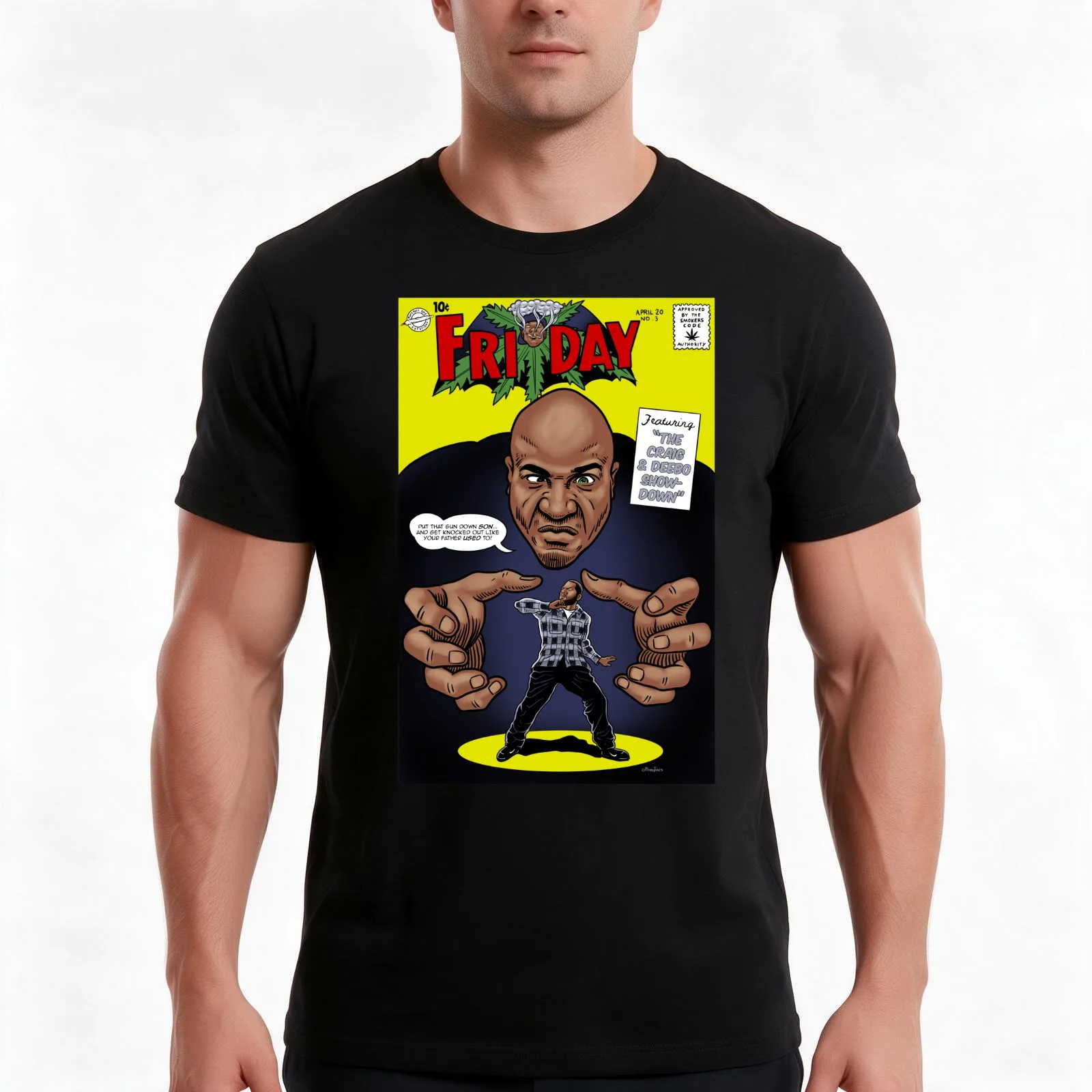 Craig Vs Deebo T-Shirt, Summer Casual Cotton Tee, Oversized Streetwear Tops, Vintage Graphic Print, Loose Fit Short Sleeve