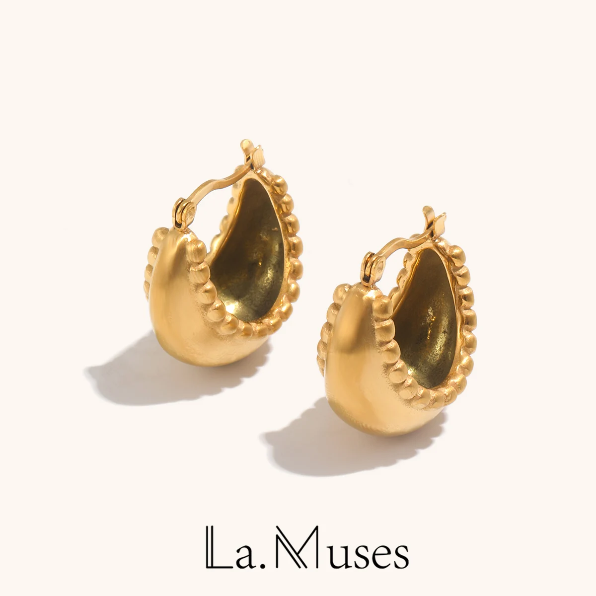 La.Muses Lovely Basket Boat Trendy Women\'s Hoop Earrings 2023 Creative Design Stainless Steel Jewelry And Accessories For Woman