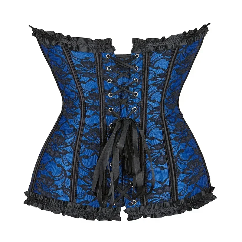 Corset Top Bustier Sexy Women Plus Size Overbust Corselet Blouse Lace-up Floral Gothic Brocade Vintage Fashion Medieval