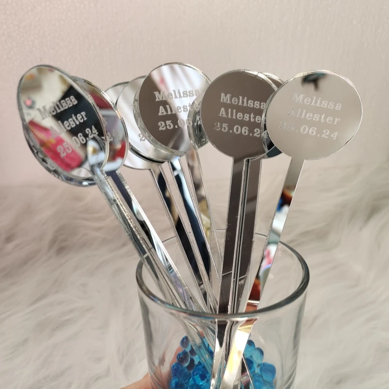 Personalised Drink Stirrers， Customized Name Wedding Party Seat Card， Baby Shower Birthday Decor，Beverage Cocktail Stirrer