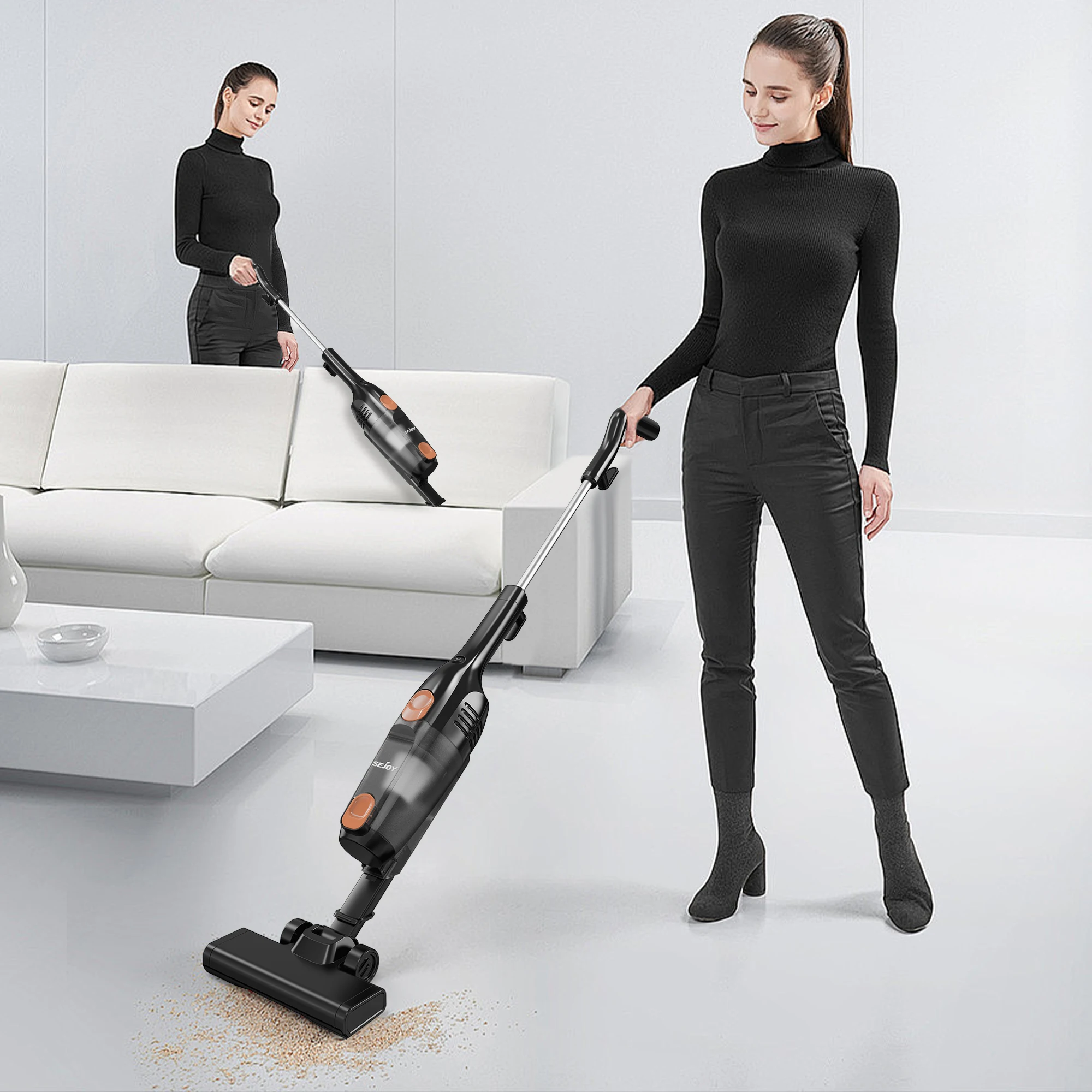 

SEJOY 110V Проводной пылесос 2-в-1, 5-метровый шнур, 15000 Па, для пола, ковров, шерсти животных