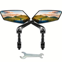 2pcs Adjustable Wide Angle Rear View Bike Handlebar Mirrors - 360° Rotatable Safety Glass - Ideal for Bicycle, E-bike, Scooter