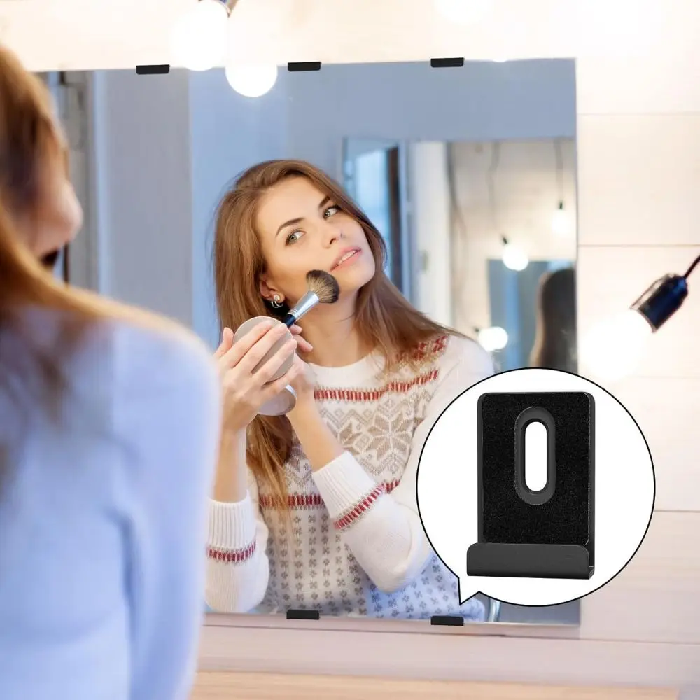 4pcs 304 Stainless Steel Mirror Clips Included Screws Matte Black Mirror Holder Rubber Pads Mirror Brackets Wall Decor