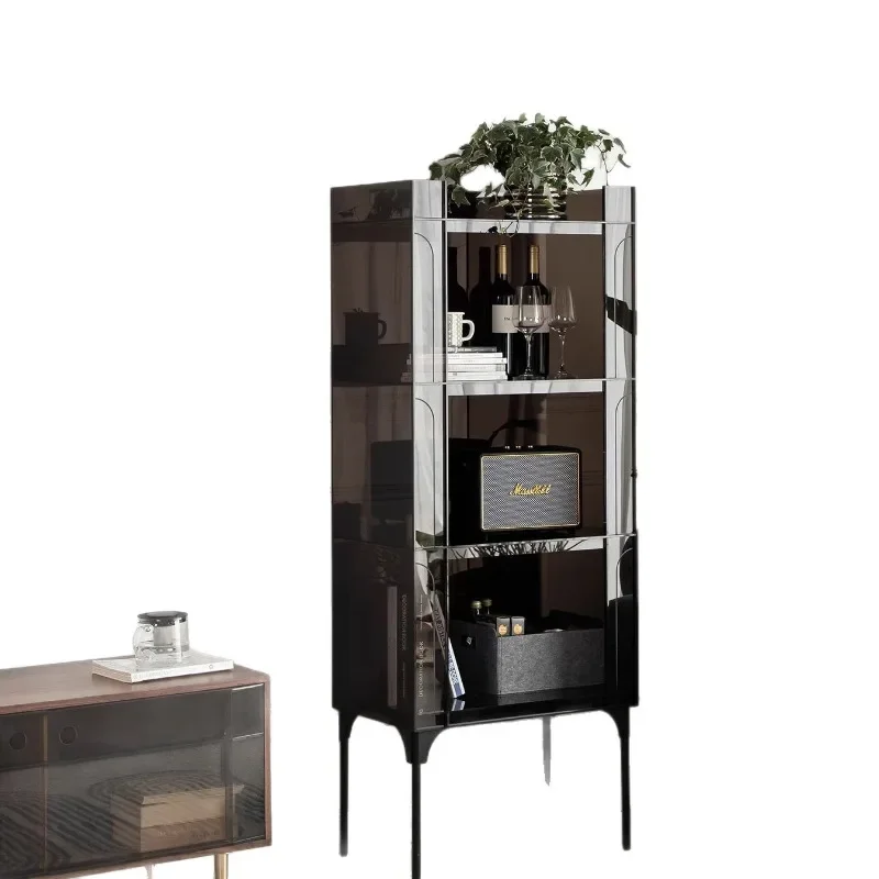 light luxury shelf acrylic, living room wine rack storage, display rack, modern simple bedroom, multi-layer floor bookshelf