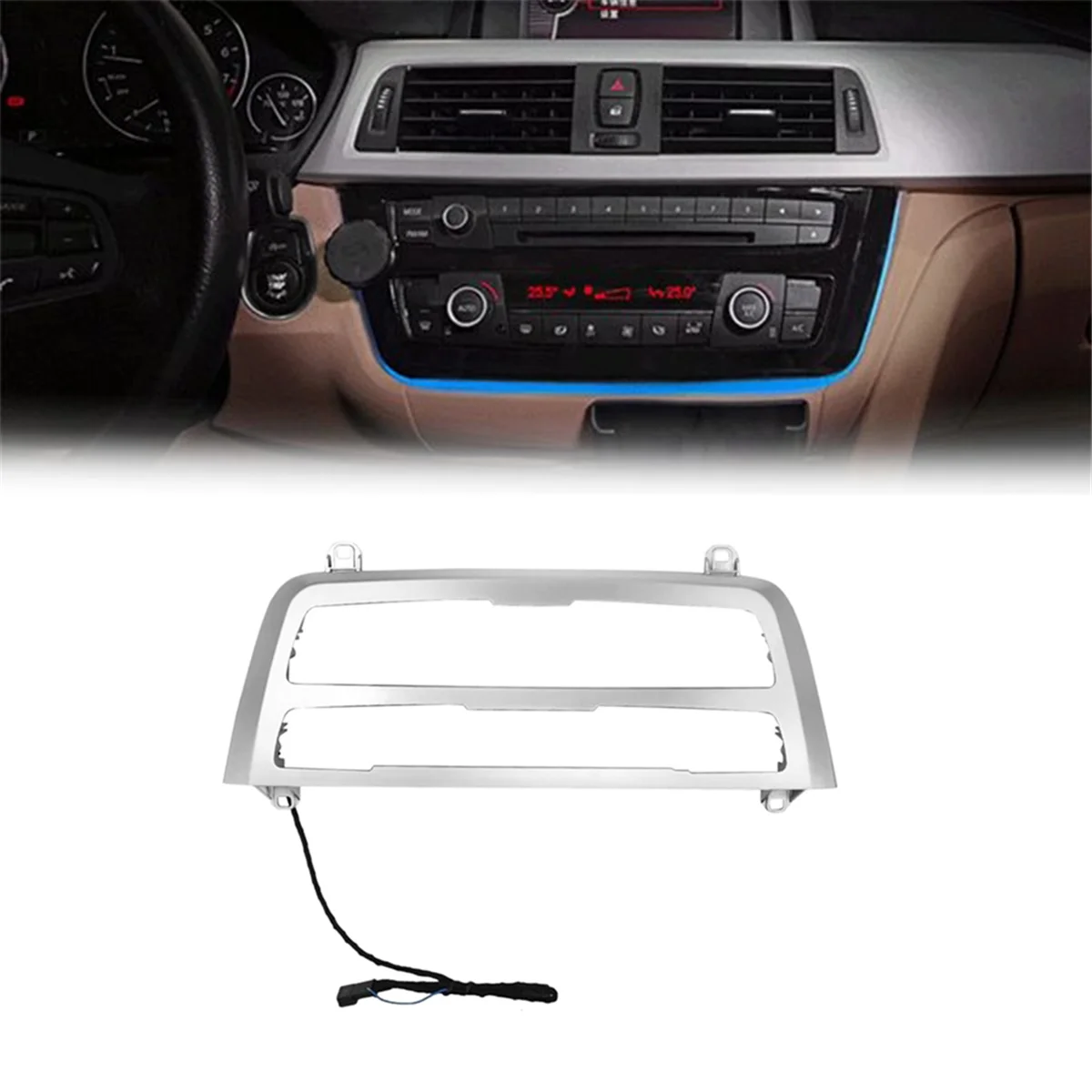 Panneau lumineux LED Prada pour console centrale de voiture, radio A/C, lampe pour touristes, documents, escales, F30, F31, F34, F32, F36, E80, F82