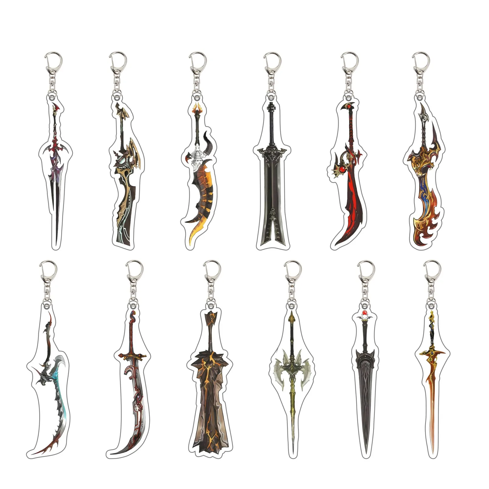 Game Final Fantasy 14 Acrylic Keychain 10CM Cool Greatsword Dark Knight Themed Keychain Backpack Pendant Fan Merchandise