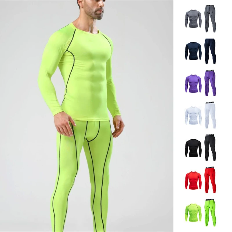 Quick Dry Men's Thin underwear Sets Running Compression Sport Suits Basketball Tights Clothes Gym Fitness Jogging Sportswear