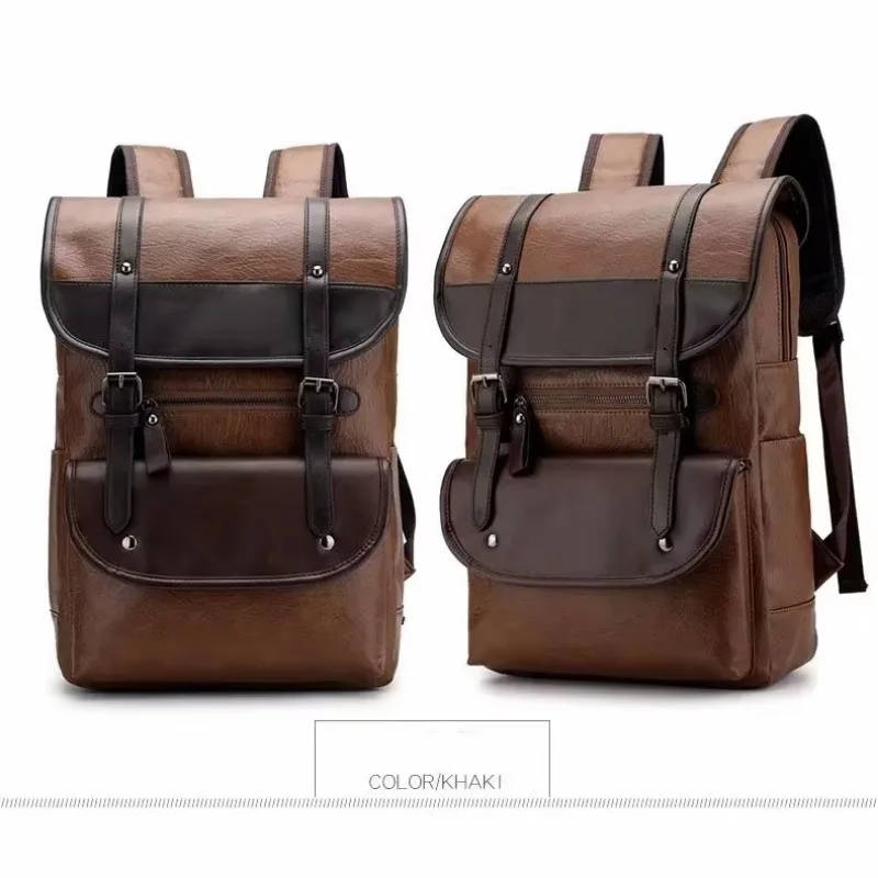 UltraKey New Fashion men's PU leather travel large capacity shoulder bag  backpack
