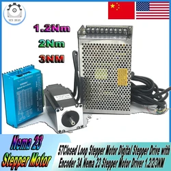 Nema23 Closed Loop Stepper Motor Drive Power supply Kit 1.2/2/3 Nm Easy Servo Motor Shaft 8mm 2 Phase Stepper Motor 3M Cable