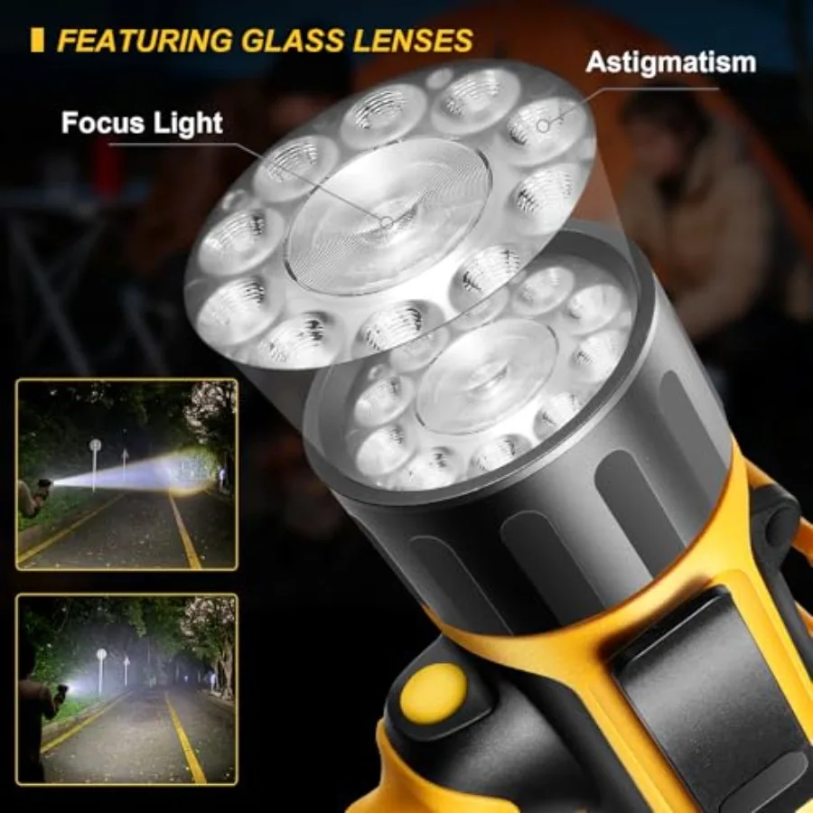 Rechargeable Spotlight, High Lumens Large Flashlight, Bright LED Handheld Spotlight Flashlight, Long Running Searchlight, Outdo