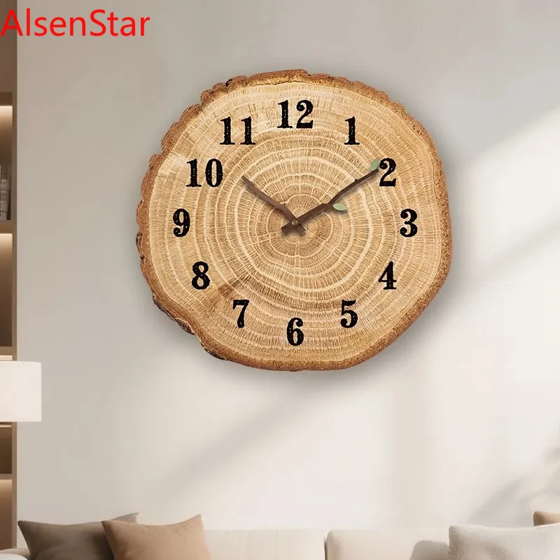 

Quiet Wind Imitation Wood Grain Wall Clock Modern Simple Quartz Clocks Living Room Silent Wall Hanging Clock Watch