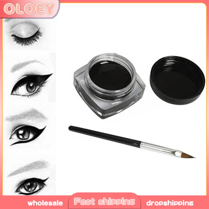 Crème eye-liner noire imperméable avec brosse, outils de maquillage professionnels, gel eye-liner, cosmétiques TSLM1, 1 à 5 pièces