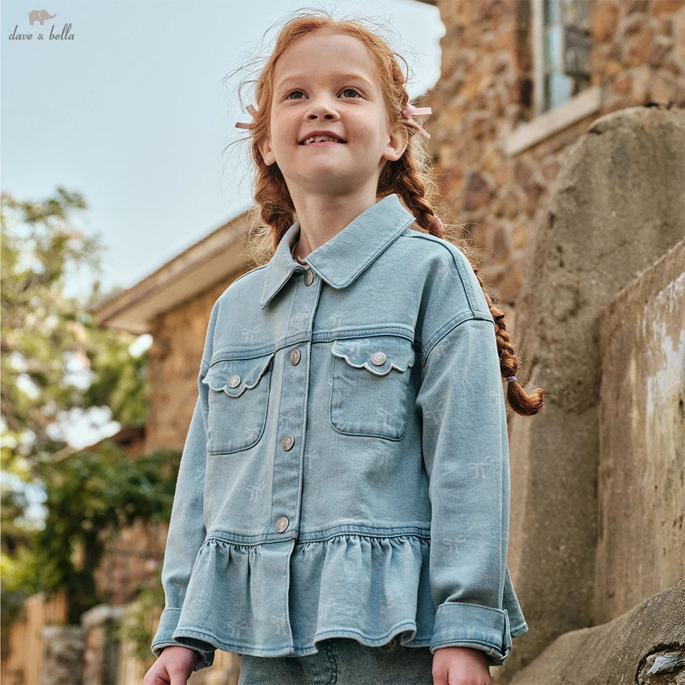 

Детская джинсовая куртка Dave Bella для девочек, осенняя повседневная куртка с принтом, для вечеринок и активного отдыха, верхняя одежда для детей DK1260861