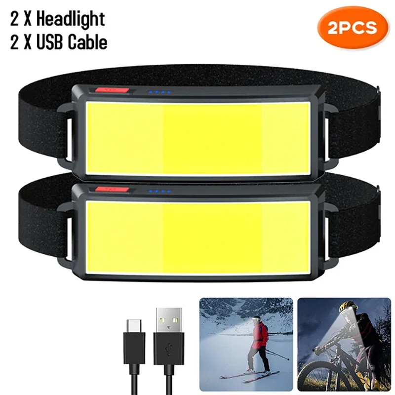 KDULIT Leistungsstarke COB LED Scheinwerfer Typ-c Wiederaufladbare Kopf Taschenlampe Eingebaute Batterie Outdoor Angeln Camping Laterne Wasserdichte Taschenlampe 6