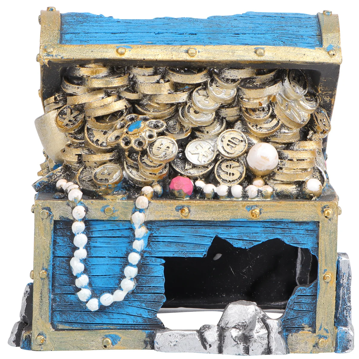 

Natural Resin Jewelry Box Aquarium Ornament Durable Realistic Fish Tank Landscaping Decor Scenery Shelter Aquarium Landscaping